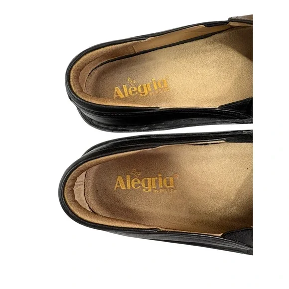 Alegria‎ Debra Black Leather Slip On Nursing Work Shoes Cushioned NonSlip 39 - Picture 4 of 11